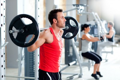 Weights training at the gym